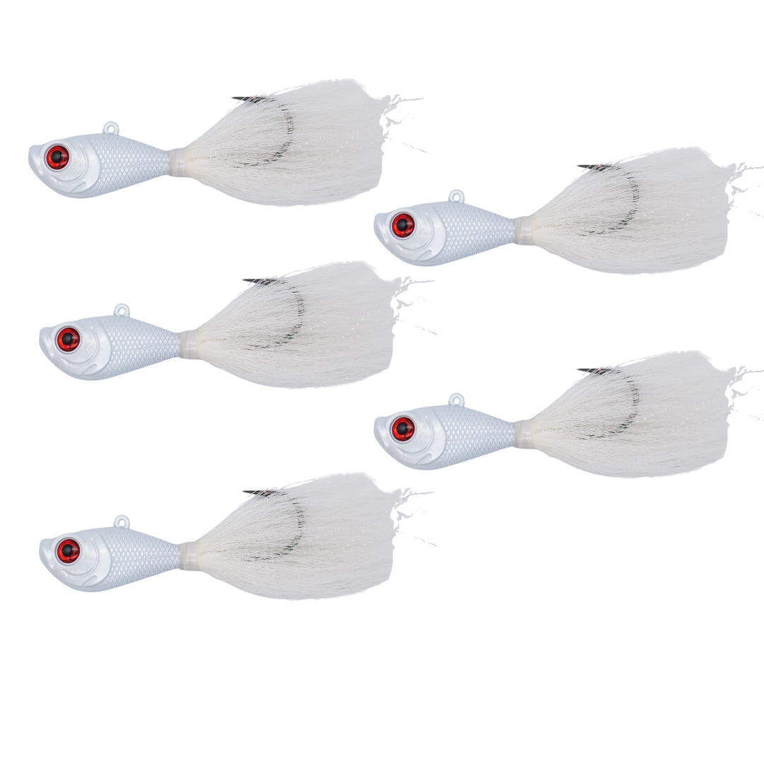 Intent Tackle Pro Series Bucktail Jig Saltwater Fishing Lure, Fishing Jigs, Hand-Tied Deer Hair, Saltwater Jigs, Super Sharp Mustad Hooks, Fluke Fishing Lures, (5 Pack)