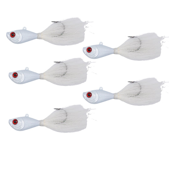 Intent Tackle Pro Series Bucktail Jig Saltwater Fishing Lure, Fishing Jigs, Hand-Tied Deer Hair, Saltwater Jigs, Super Sharp Mustad Hooks, Fluke Fishing Lures, (5 Pack)