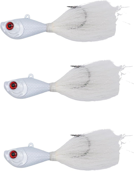 Intent Tackle Pro Series Bucktail Jig Saltwater Fishing Lure, Fishing Jigs, Hand-Tied Deer Hair, Saltwater Jigs, Super Sharp Mustad Hooks, Fluke Fishing Lures (3 Pack)
