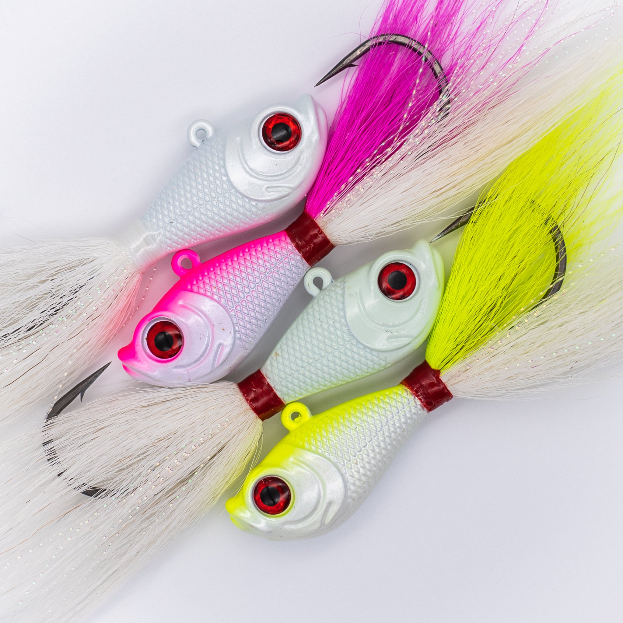 10 DRESSED BUCKTAIL TEASER LOOP WIRES-WHITE OR YELLOW (ACME